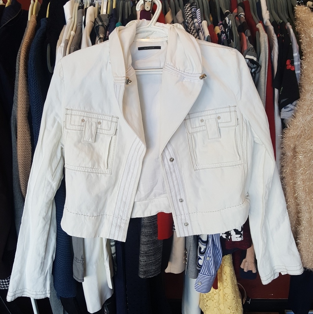 Elie Tahari Convertible Jacket | White | Size XS